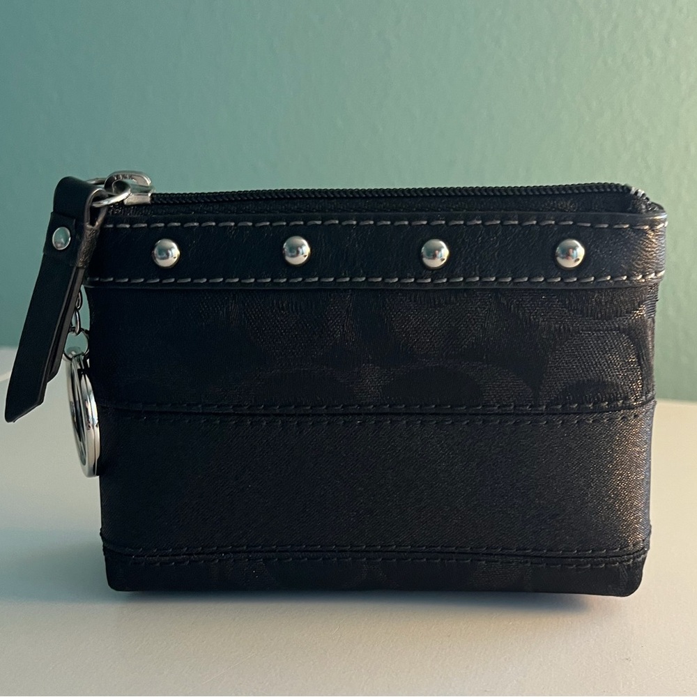 Vintage Coach Signature Jacquard Studded Coin Purse
